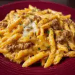 Cheesy Penne with Garlic Butter Ground Beef Recipe