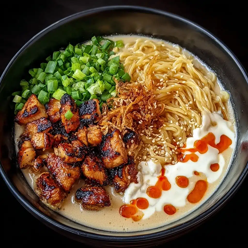 Fiery Chicken Ramen with Creamy Garlic Sauce Recipe