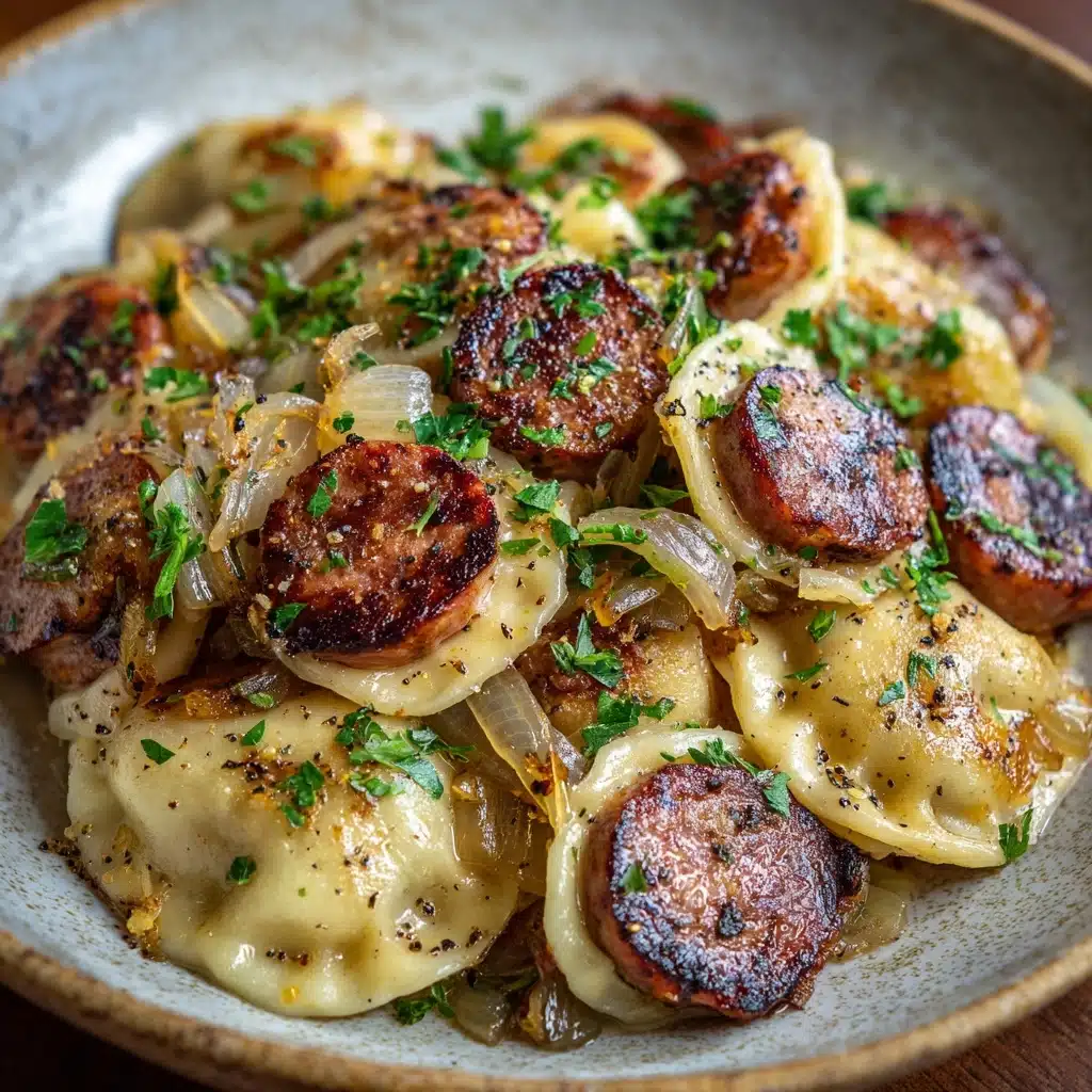 Classic Perogies and Sausage Skillet Recipe - Recipe Image