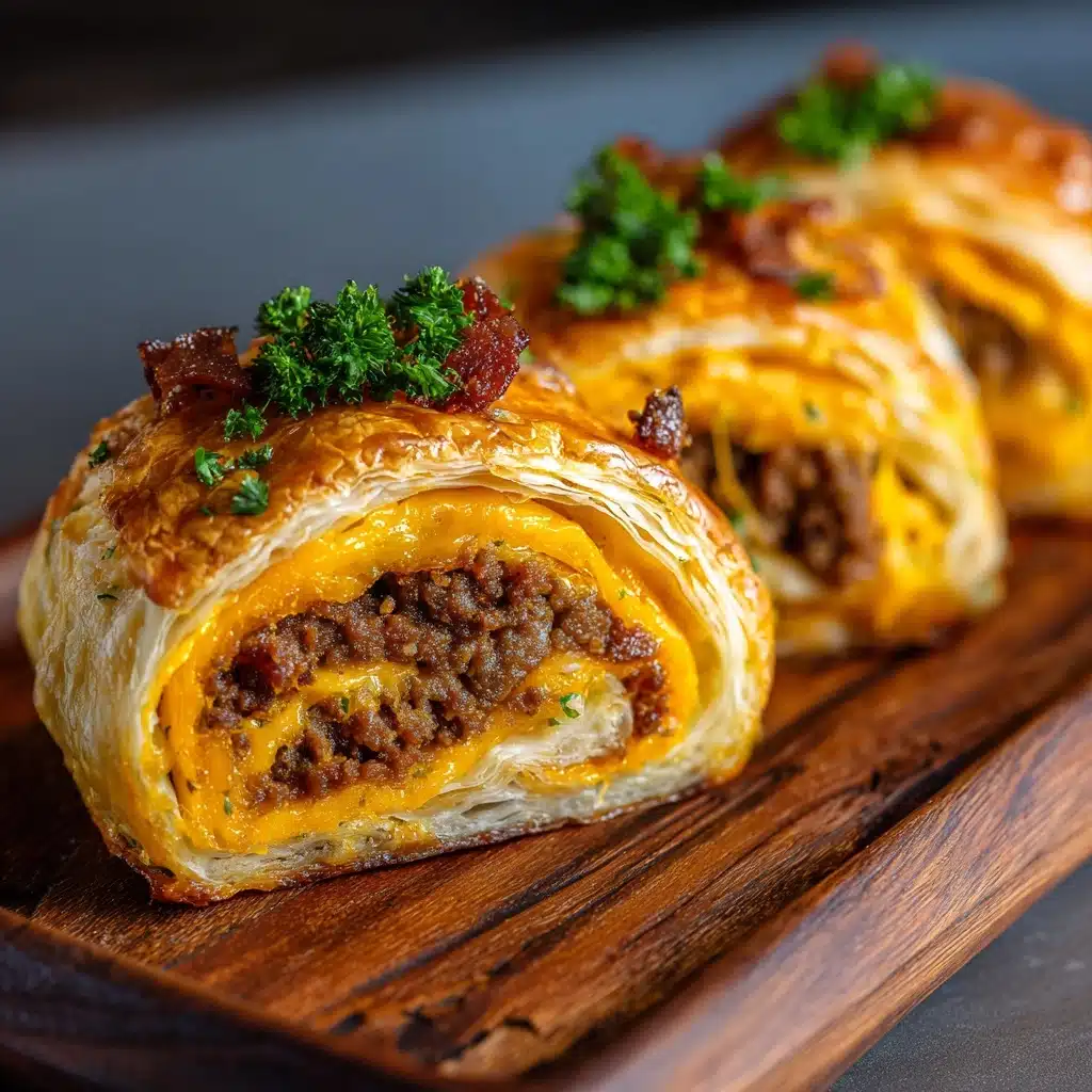 Garlic Butter Bacon Cheeseburger Rollups Recipe - Recipe Image
