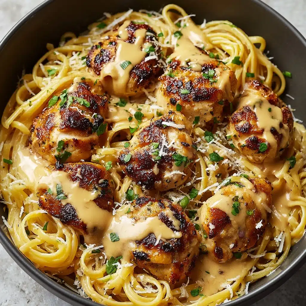 Garlic Butter Chicken Bites with Creamy Parmesan Pasta Recipe - Recipe Image