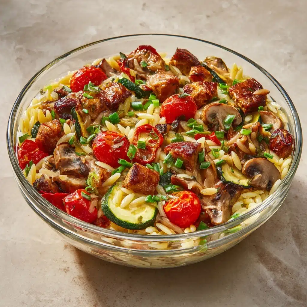 Grilled Balsamic Chicken and Vegetable Orzo Recipe - Recipe Image