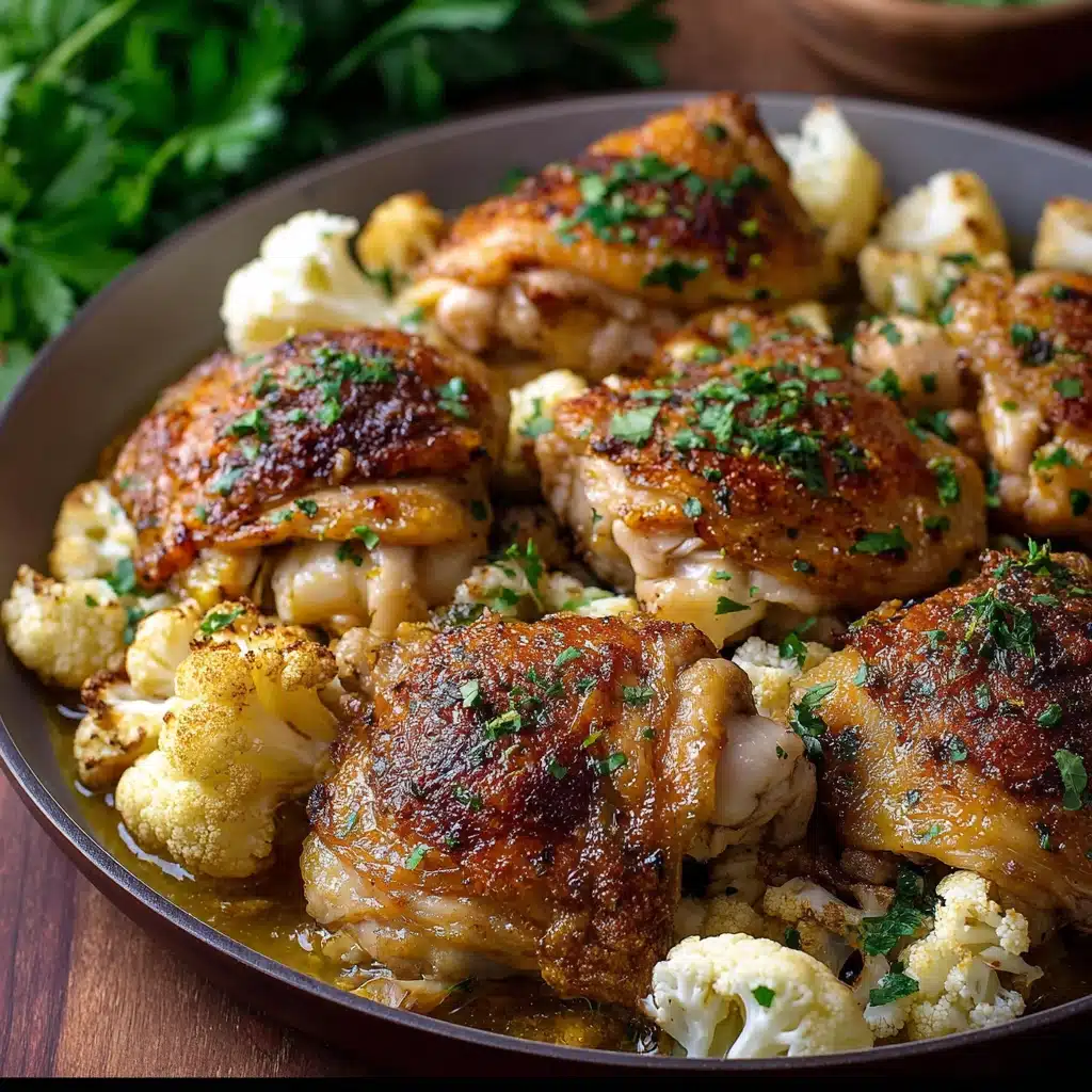 Stuffed Chicken Thighs and Cauliflower (One-Pan Meal) Recipe - Recipe Image