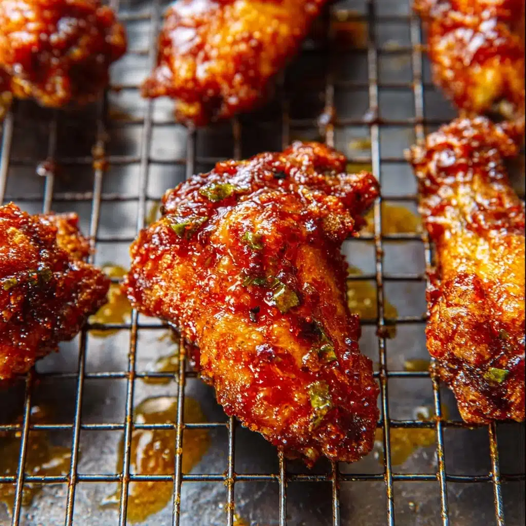 Hot Honey Peach Wings Hot Wings with Honey and Peach Recipe - Recipe Image