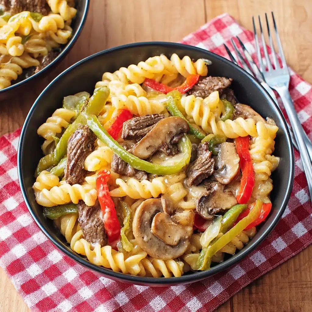 Philly Cheesesteak Pasta Recipe - Recipe Image