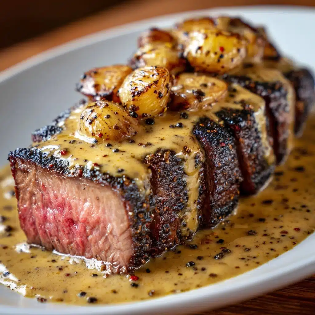 Steak With Bourbon Garlic Cream Sauce Recipe