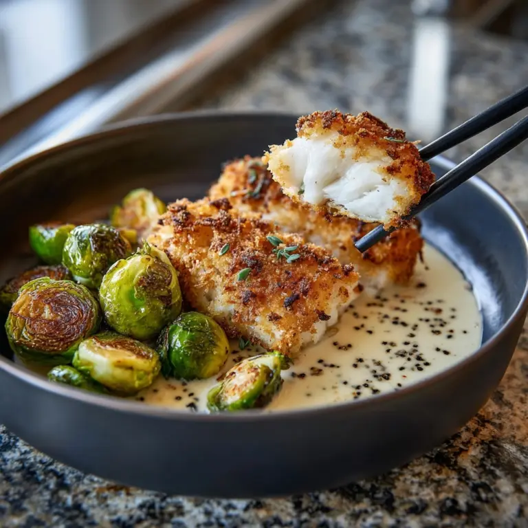 Lemon Garlic Butter Cod Bowls with Roasted Brussels Sprouts Recipe