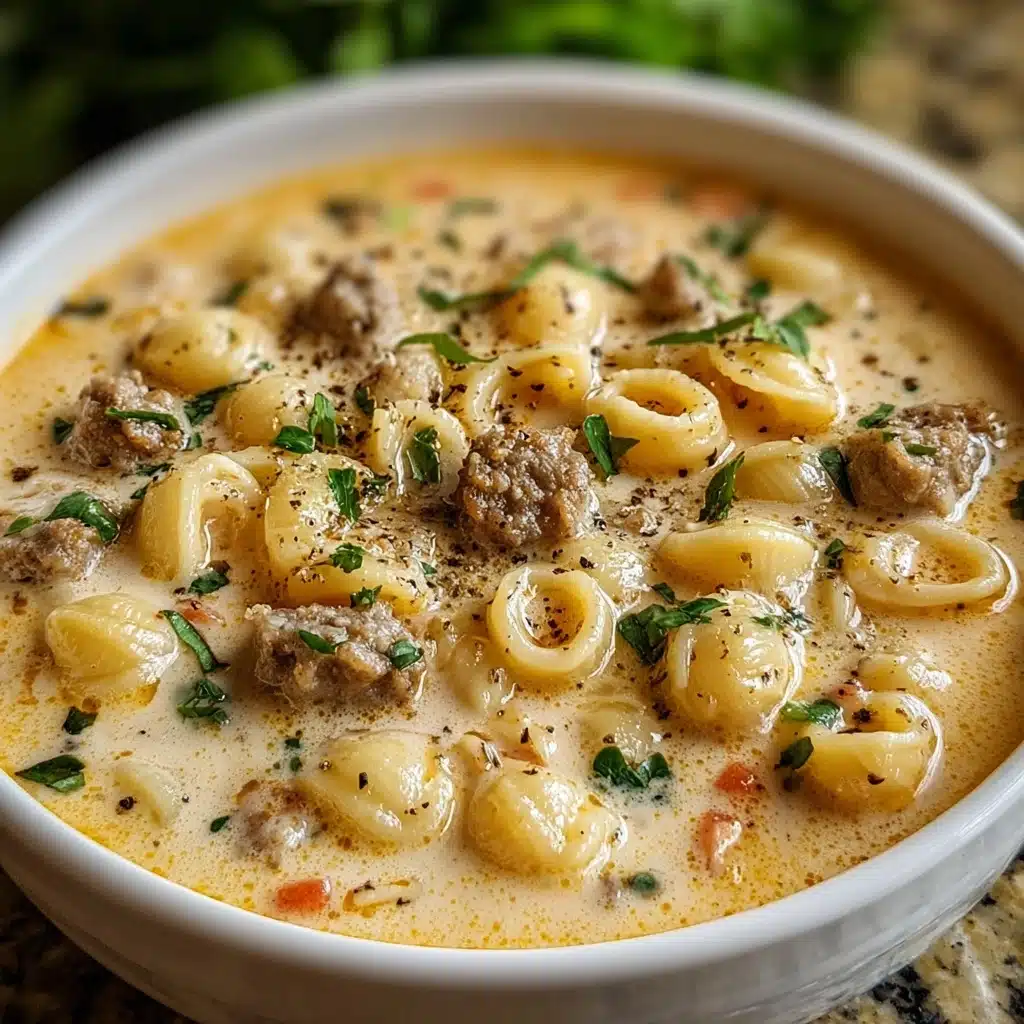 Creamy Parmesan Italian Sausage Ditalini Soup Recipe - Recipe Image