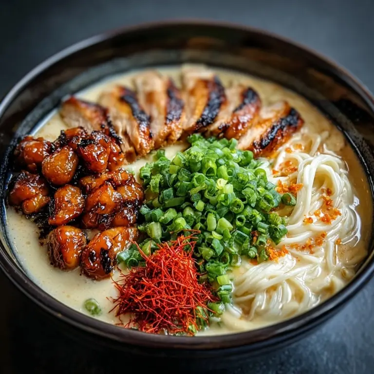 Fiery Chicken Ramen with Creamy Garlic Sauce Recipe
