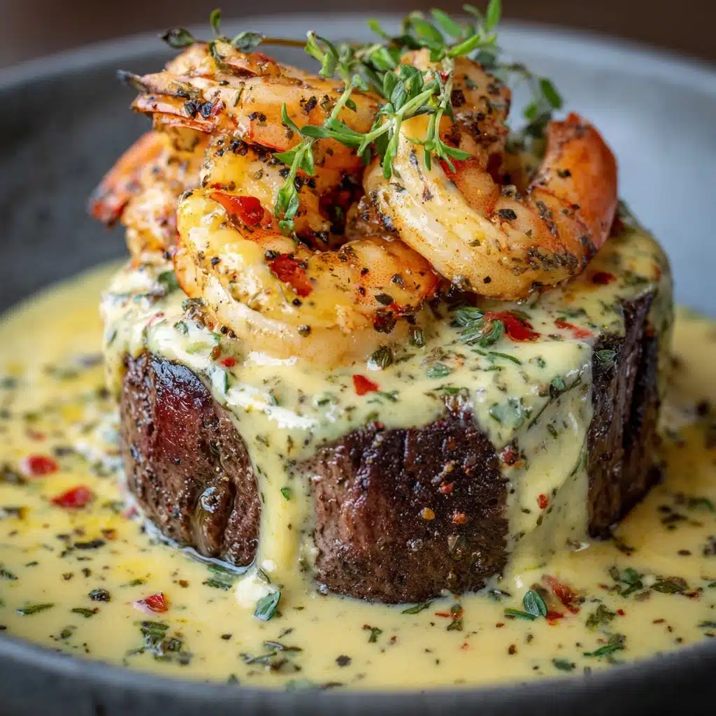 Filet Mignon with Shrimp and Lobster Cream Sauce Recipe - Recipe Image