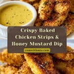 Baked Breaded Chicken Strips with Honey Mustard Dip Recipe