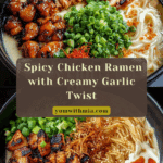 Fiery Chicken Ramen with Creamy Garlic Sauce Recipe