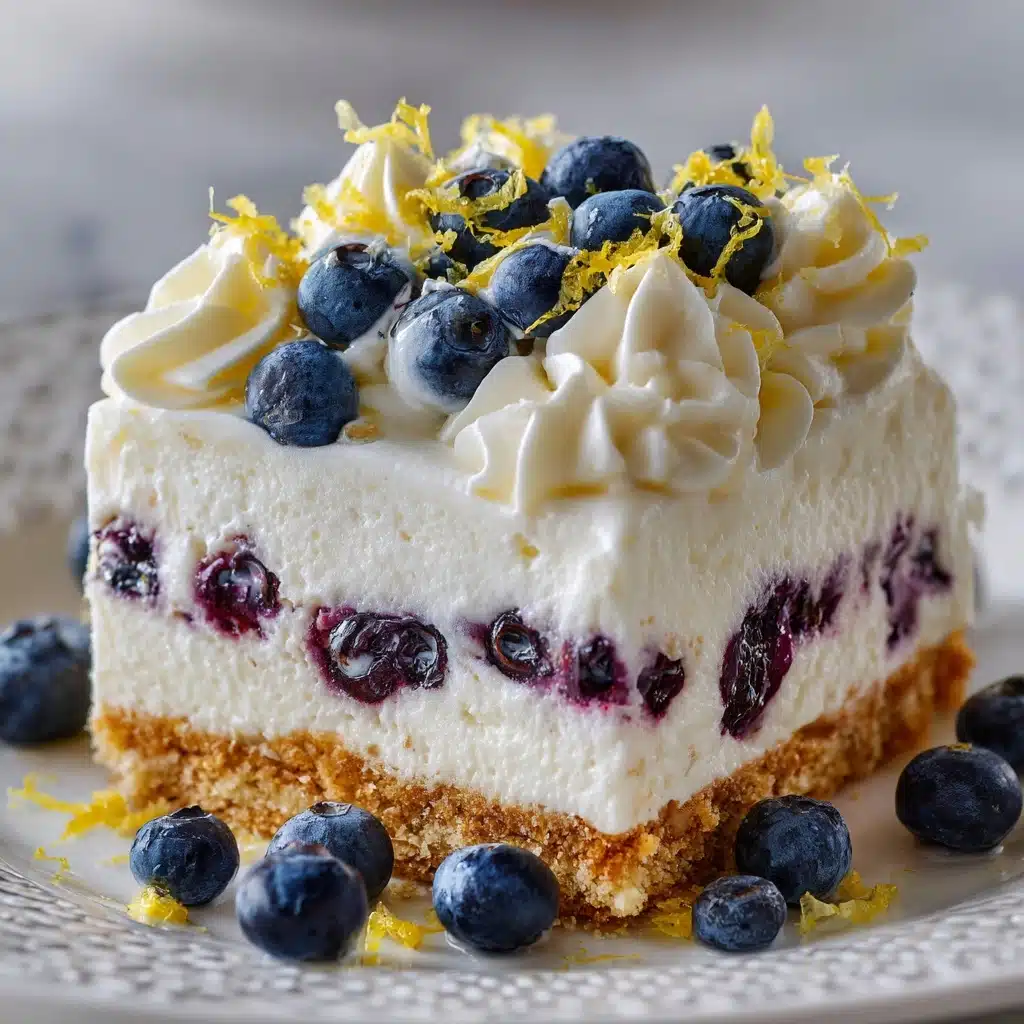 No-Bake Lemon dazzling Blueberry cream Cake Recipe - Recipe Image