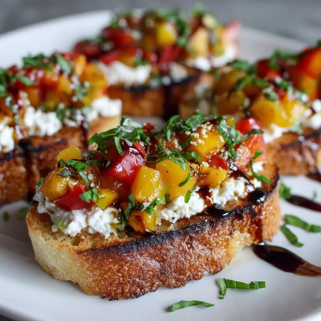 Quick Peach Bruschetta with Whipped Ricotta Recipe - Recipe Image