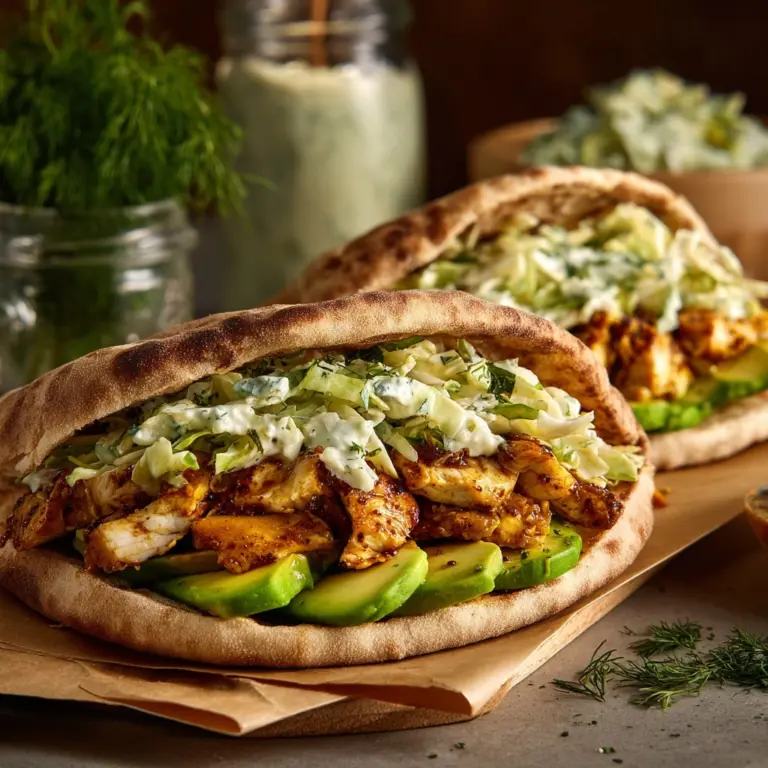 Sheet Pan Chicken Pitas with Herby Ranch Slaw Recipe