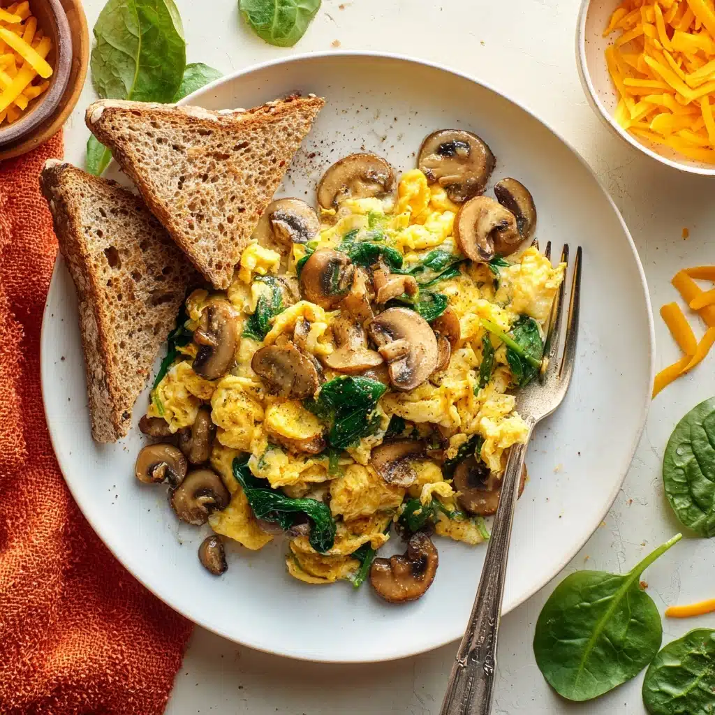 Mushroom-Spinach Scrambled Eggs Recipe - Recipe Image