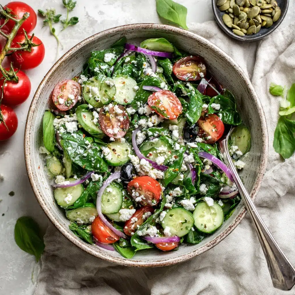Spinach Tomato Salad with Feta Cheese Recipe