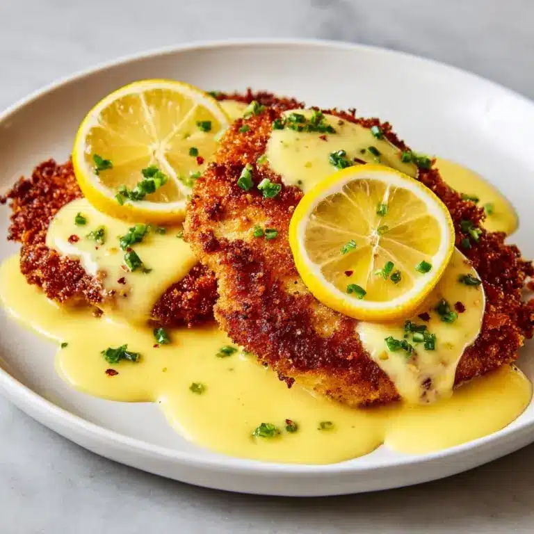 Lemon Pecorino Crusted Chicken with Creamy Lemon Sauce Recipe