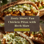 Sheet Pan Chicken Pitas with Herby Ranch Slaw Recipe