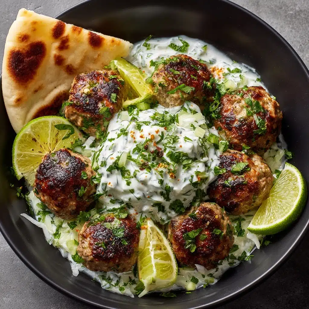 Juicy Greek Chicken Meatballs with Tzatziki Recipe - Recipe Image