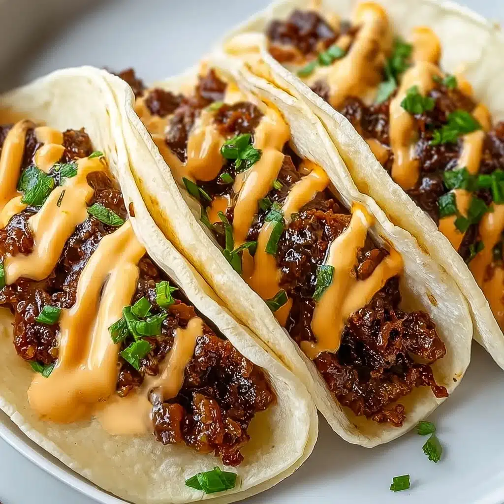 Garlic Butter Honey BBQ Beef Tacos Recipe - Recipe Image
