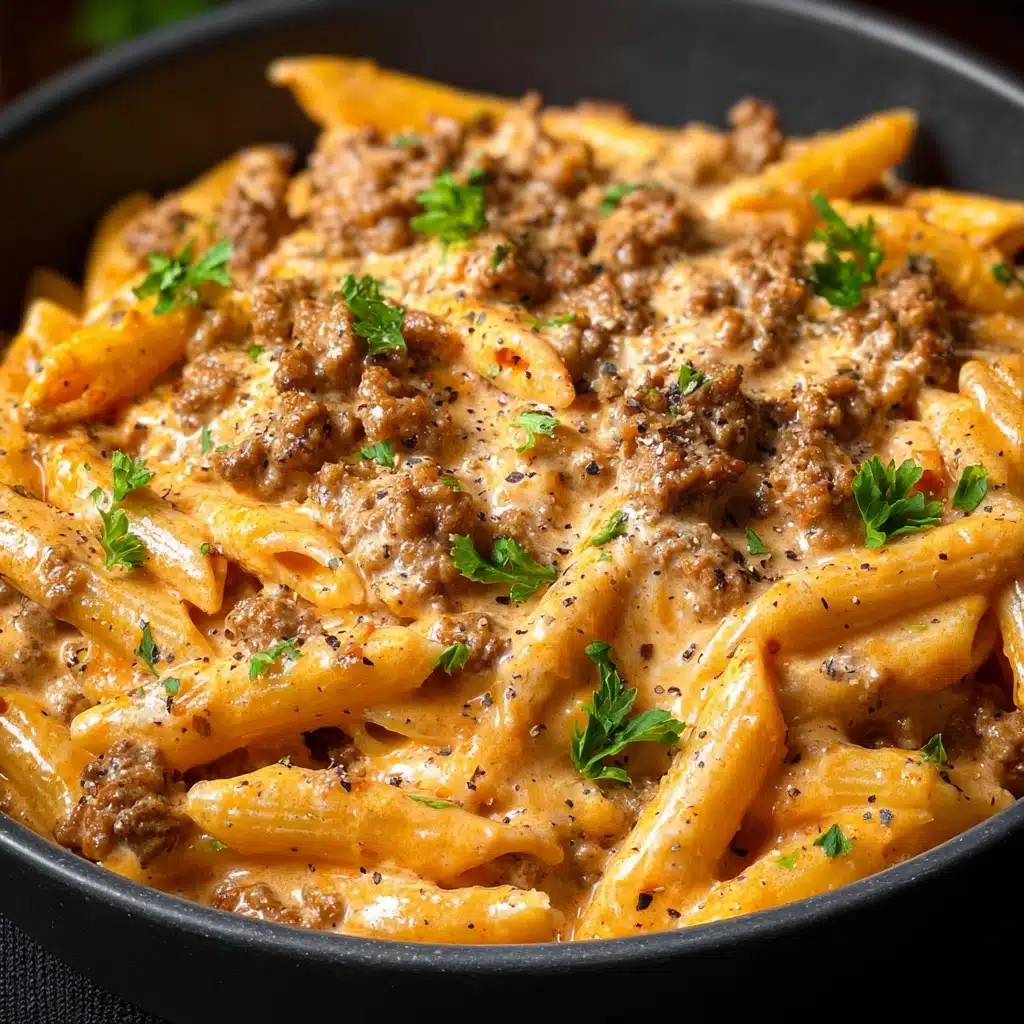 High Protein Creamy Beef Pasta Recipe - Recipe Image