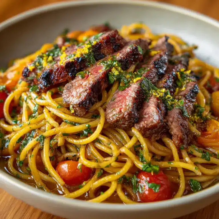 Garlic Steak Pasta Recipe