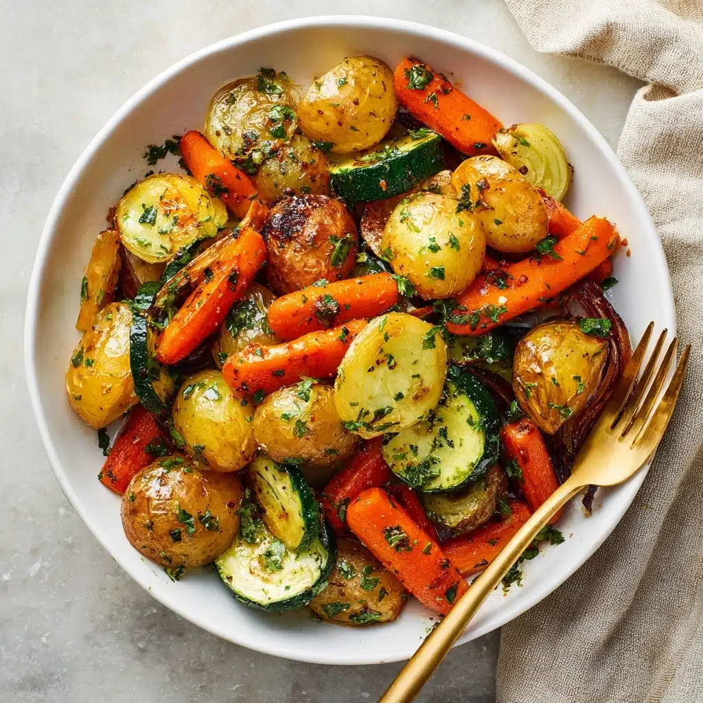Garlic Herb Roasted Potatoes Carrots and Zucchini Recipe - Recipe Image