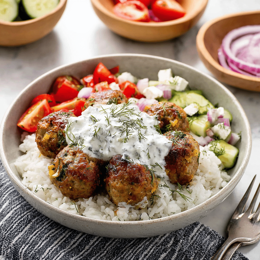 Greek Turkey Meatballs with Tzatziki Recipe - Recipe Image