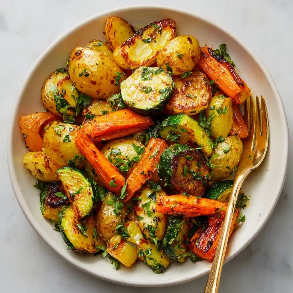 Garlic Herb Roasted Potatoes Carrots and Zucchini Recipe