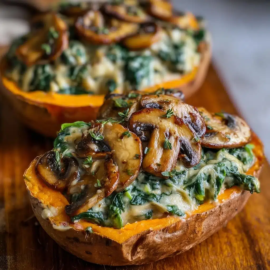 Creamy Mushroom and Spinach Stuffed Sweet Potatoes Recipe