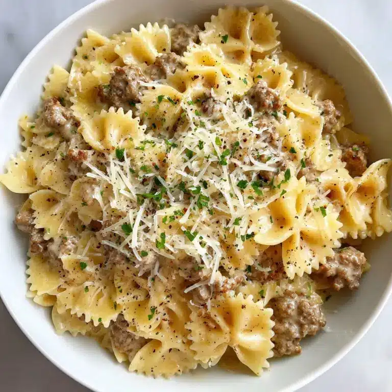 Creamy Parmesan Garlic Beef Bowtie Pasta Recipe