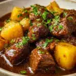 Slow Cooker Garlic Butter Beef Bites & Potatoes Recipe