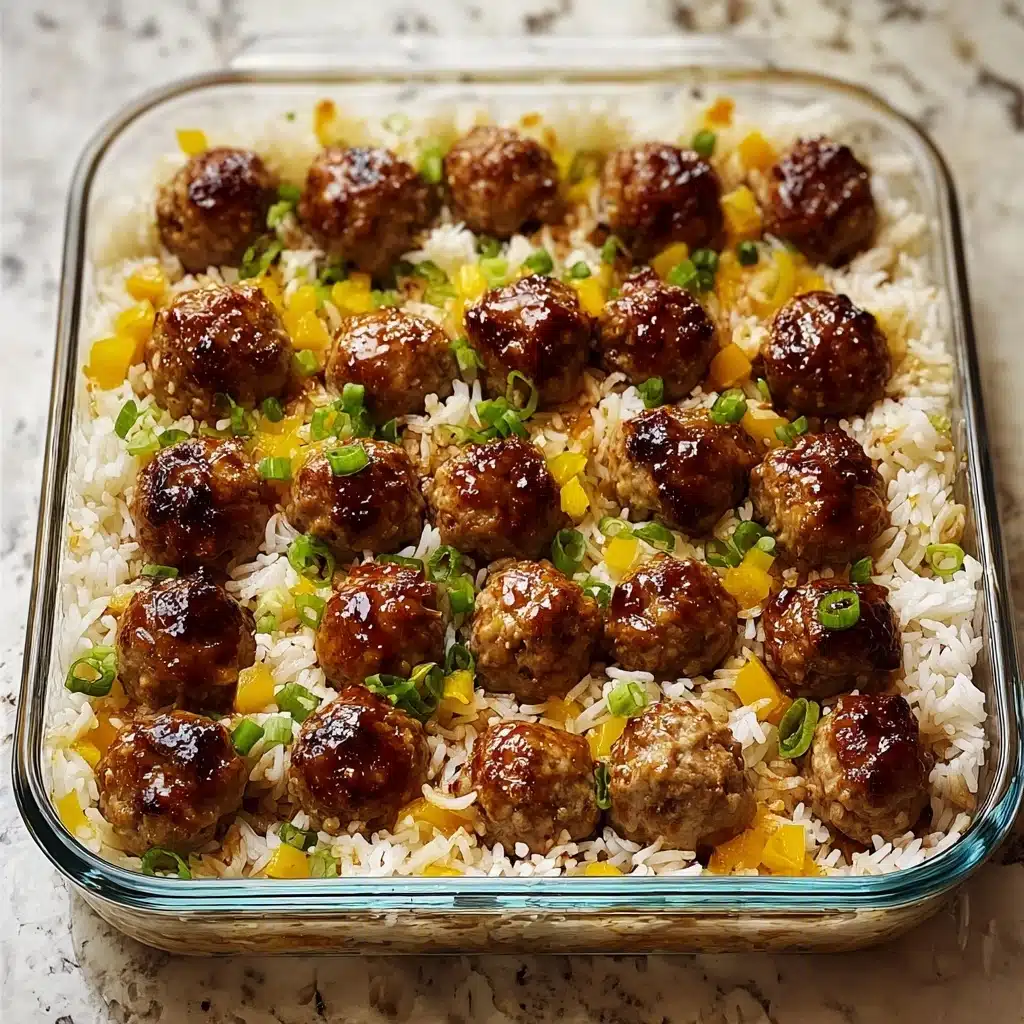 Honey Garlic Meatball Rice Bake Recipe