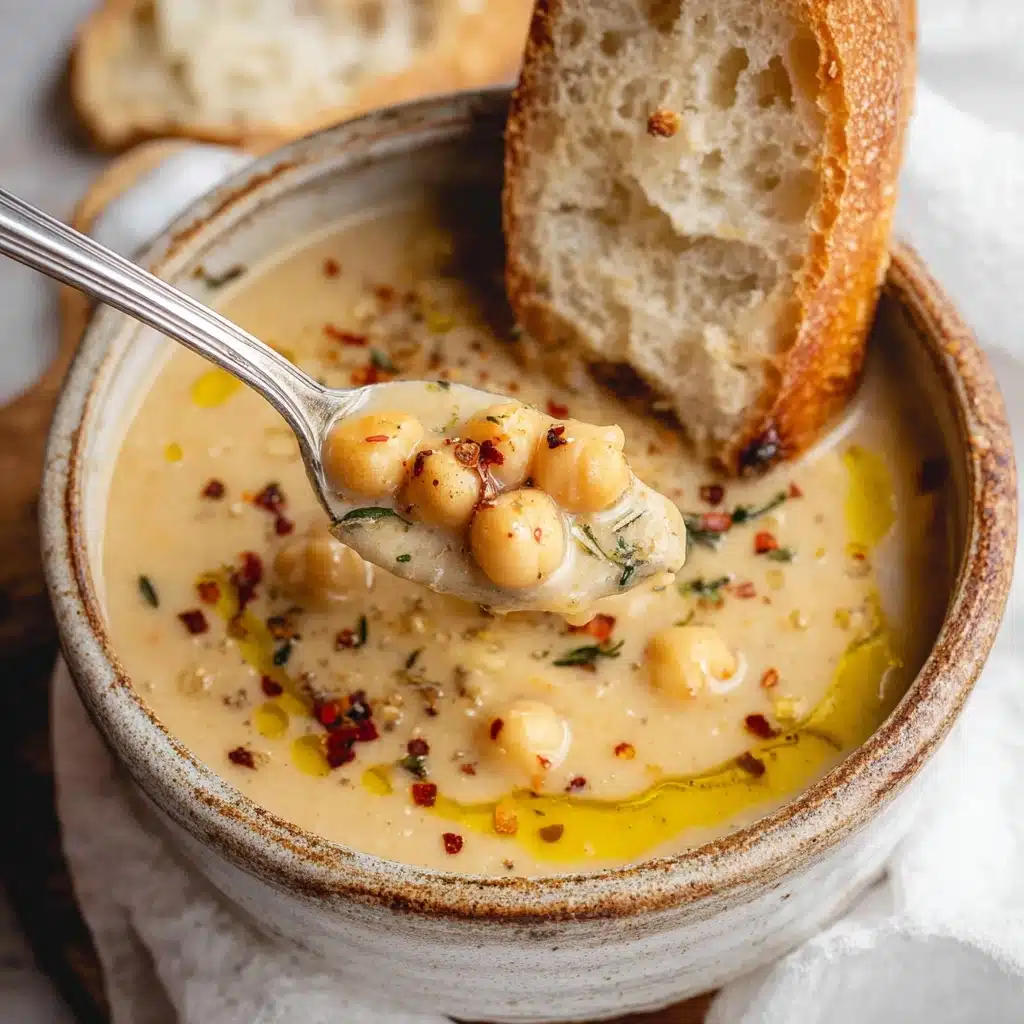 Vegan Garlic Chickpea Soup Recipe - Recipe Image