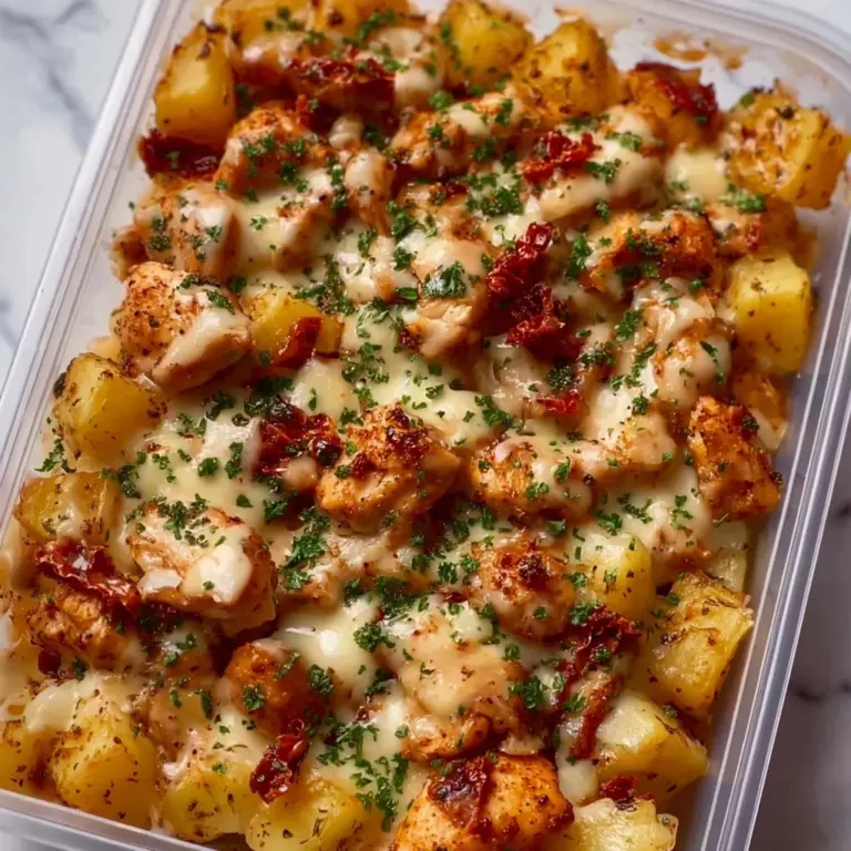 High Protein Creamy Garlic Cheesy Chicken and Potatoes Recipe