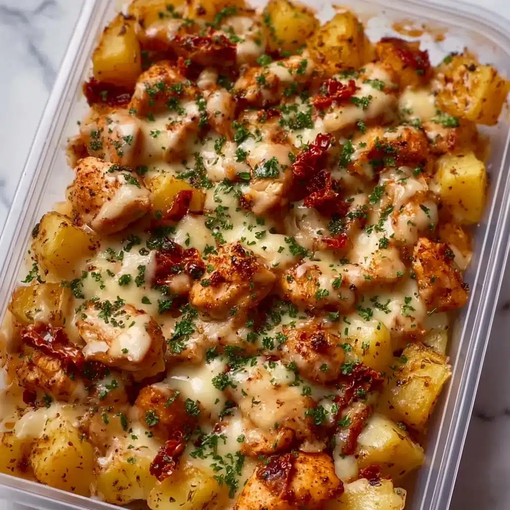 High Protein Creamy Garlic Cheesy Chicken and Potatoes Recipe