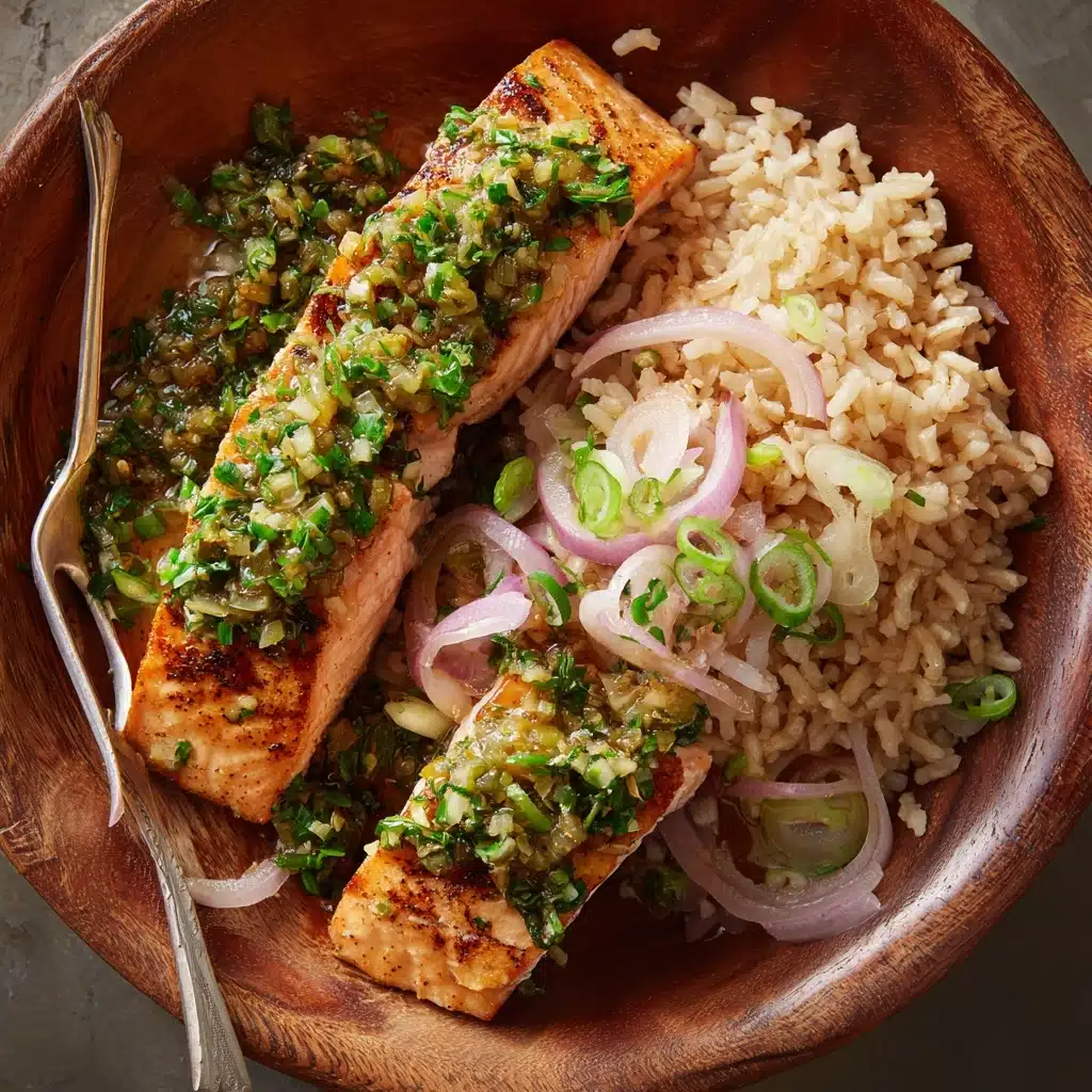 Miso Butter Salmon with Sizzled Scallion Salsa Verde Recipe - Recipe Image