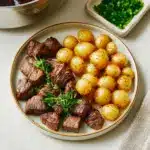 crockpot garlic butter beef bites with potatoes Recipe