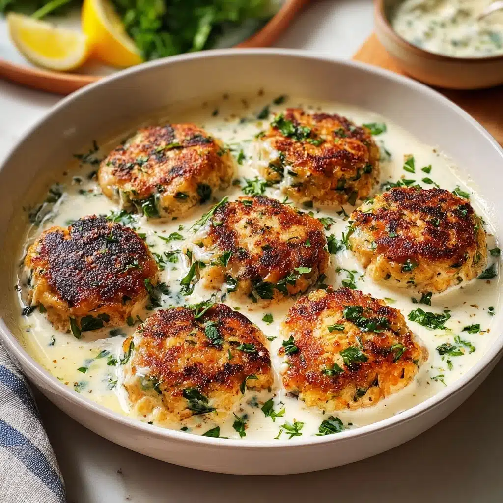 Salmon Patties with Creamy Lemon-Garlic Sauce Recipe