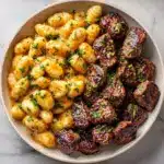Cajun Steak Bites and Cheesy Garlic Shells Skillet Recipe