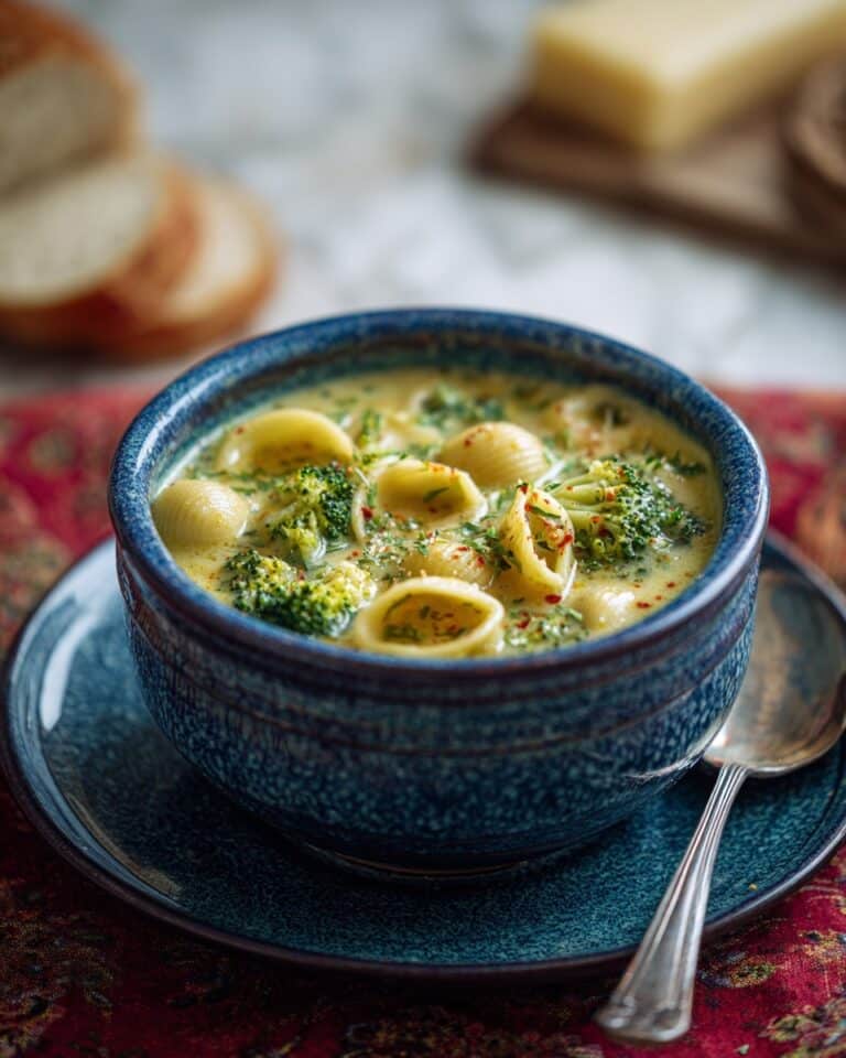 Broccoli Cheddar Soup with Pasta Shells Recipe