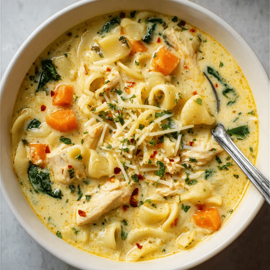 Creamy Chicken Pasta Soup Recipe - Recipe Image