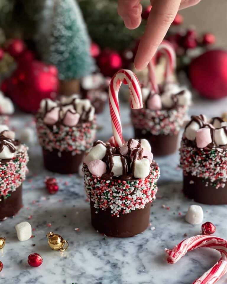 Chocolate Hot Cups with Candy Canes and Mini Marshmallows Recipe