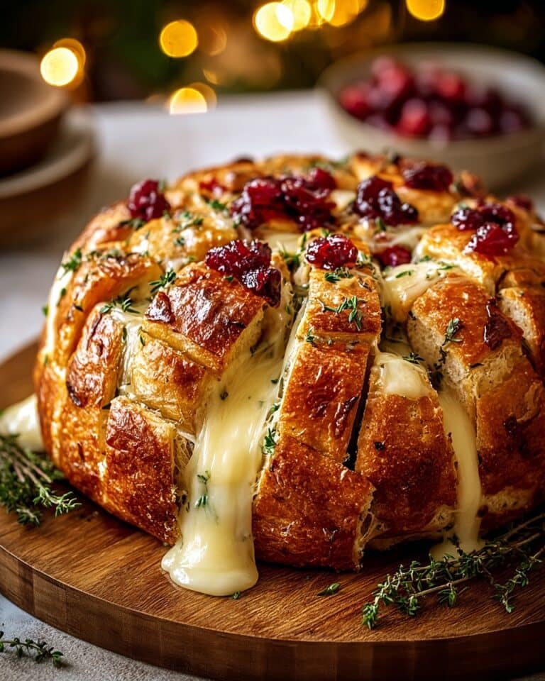 Rustic Sourdough Loaf Stuffed with Brie and Cranberry Recipe