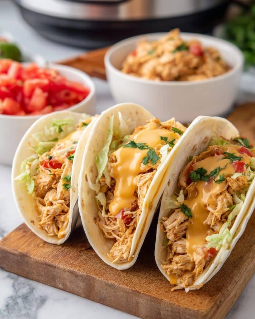 Slow Cooker Queso Chicken Tacos Recipe