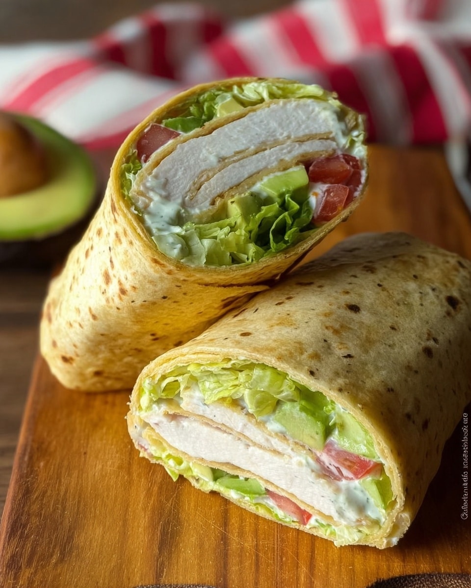 A flatbread wrap open flat on a white marbled surface with a layer of white creamy sauce spread around the right edge, topped with thin slices of light brown roasted turkey arranged along the sauce. On top of the turkey are green romaine lettuce leaves, followed by thick slices of bright red tomato lined up in a row. Around the tomato slices are curved slices of pale green avocado. The flatbread is golden brown with darker char marks around the edges. photo taken with an iphone --ar 4:5 --v 7