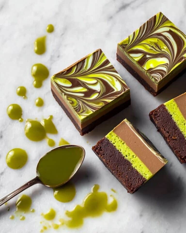 Pistachio Chocolate Brownies with Kataifi Pastry and Decorative Drizzles Recipe
