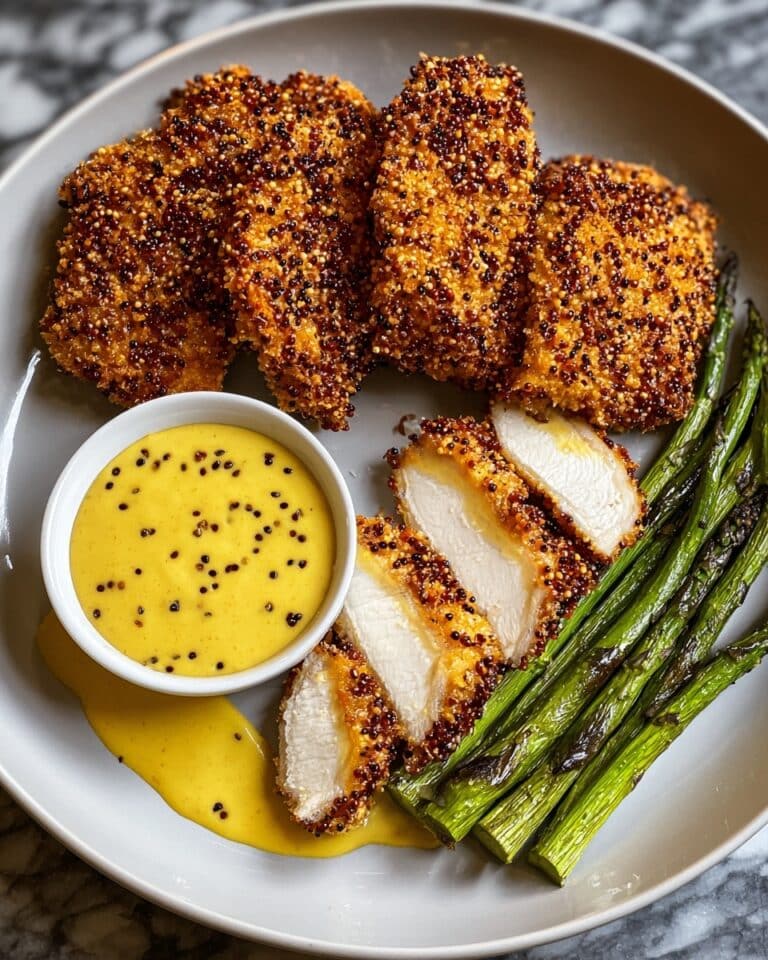 Crispy Pretzel Crusted Chicken with Cheddar Mustard Sauce Recipe