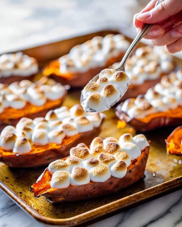 Twice Baked Candied Sweet Potatoes with Toasted Marshmallows Recipe